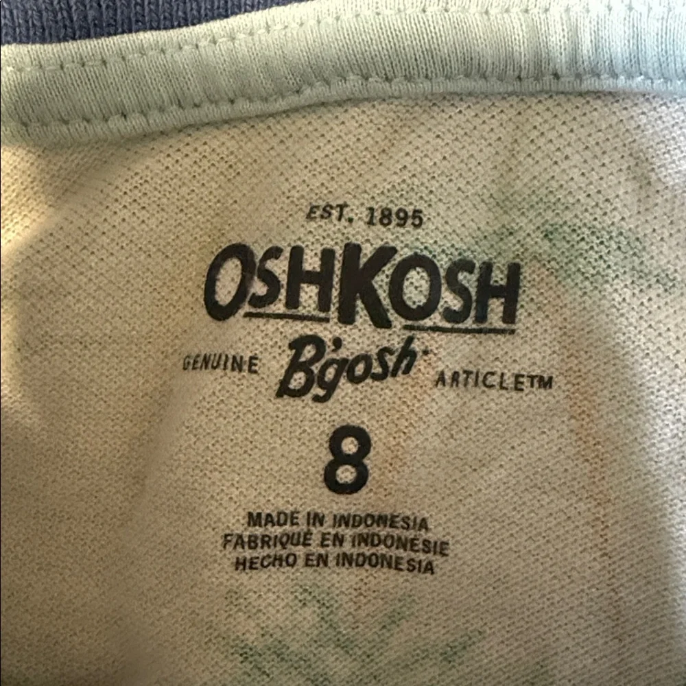 OshKosh B'gosh Green and Cream Polo Shirt size 8 #121/13tt